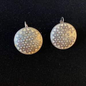 Vintage Enamel Flower of Life Agatha Paris Clip-on Earrings